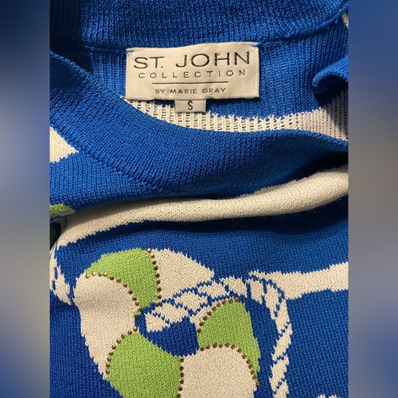 St. John collection  by Marie Gray Sweater Women’s S Blue Pullover,zip shoulder - Picture 2 of 3